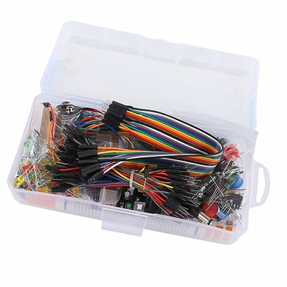 Electronics Component Kit, Starter Fun Assortment with Breadboard Resistor Capacitor Diode Module, for Beginners Learning to Program R3 Development Board