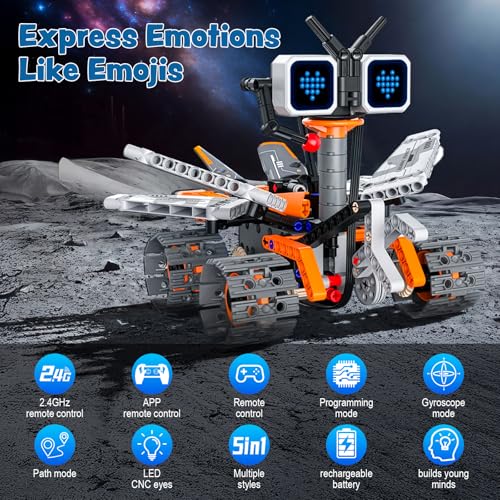 Robot Building Kit for Kids 8-12 STEM Coding Robot Toy 5-in-1