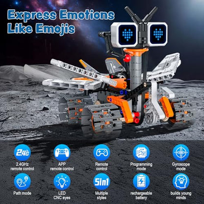 Robot Building Kit for Kids 8-12 STEM Coding Robot Toy 5-in-1