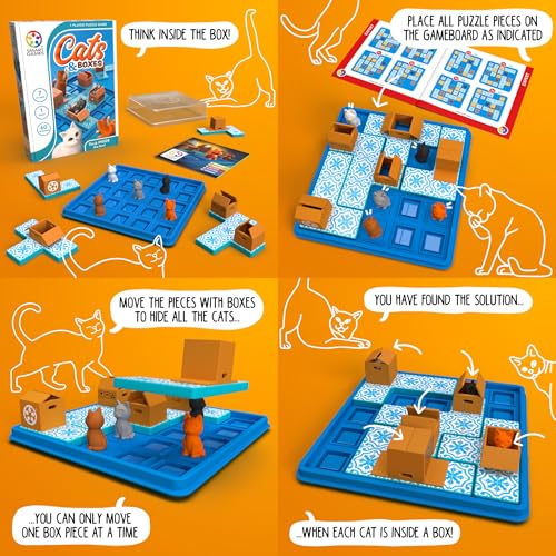 SmartGames Cats & Boxes – The Feline Fun Travel Puzzle Game, Ages 7+ - size: Medium