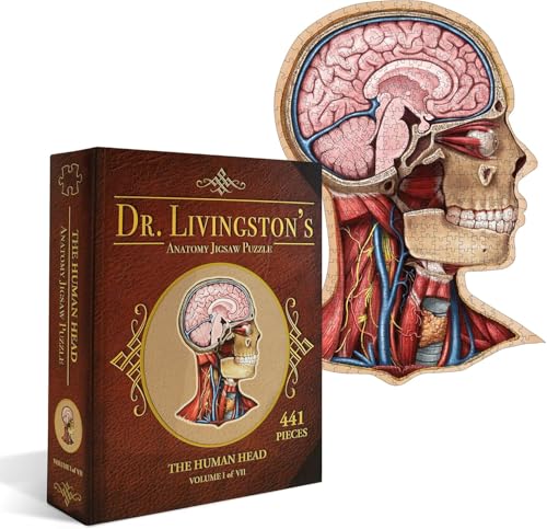 Genius Games Human Head Anatomy Puzzle - Adult Jigsaw Puzzles Unique Gifts for Kids Educational Science - 441 Piece Teen Floor Puzzle - Genius Games Dr. Livingston - style: The Human Head