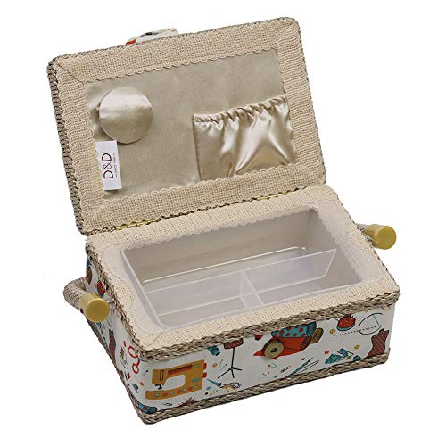 Sewing Basket with Sewing Kit Accessories, Small Sewing Box Organizer with Mini Sewing Kits for Kids, Beginners and Gift (Sewing Theme Orange)