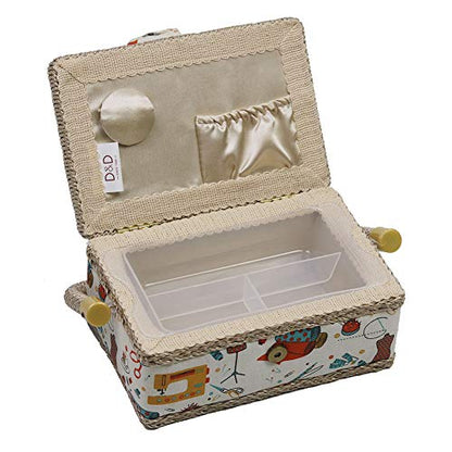Sewing Basket with Sewing Kit Accessories, Small Sewing Box Organizer with Mini Sewing Kits for Kids, Beginners and Gift (Sewing Theme Orange)