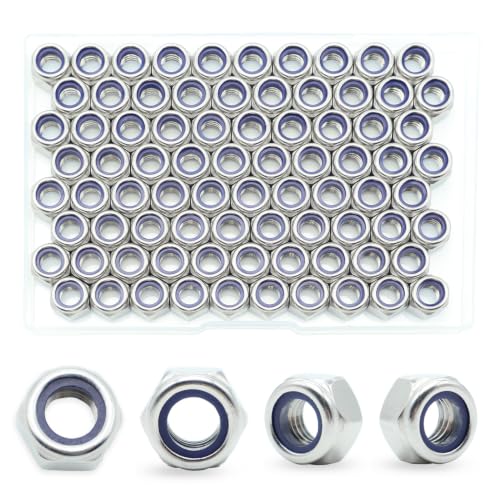 M8-1.25 Nylon Insert Lock Nuts 85 Pack, 304 Stainless Steel Hardware Nuts - size: M8-1.25 (85 Pcs)