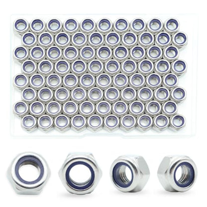 M8-1.25 Nylon Insert Lock Nuts 85 Pack, 304 Stainless Steel Hardware Nuts - size: M8-1.25 (85 Pcs)