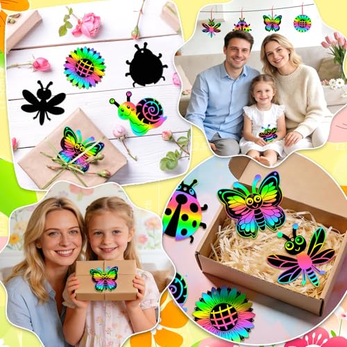 JULMELON 36 Pcs Spring Bugs Scratch Cards for DIY Spring Crafts - style: Spring