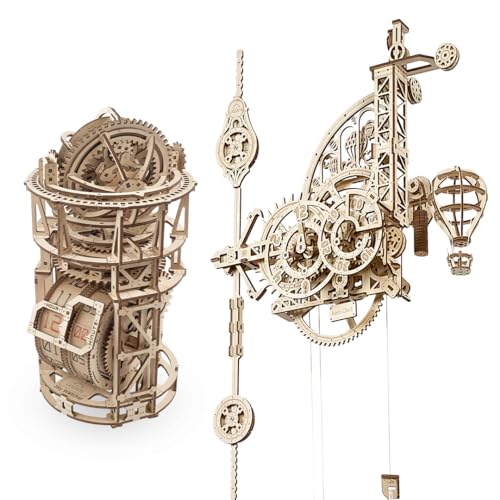 UGEARS Bundles Aero Clock Sky Watcher - 3D Wooden Puzzles Mechanical Clock Kit Idea DeskWood Clock Kits to Build - 3D Puzzles Model Kits for Adults