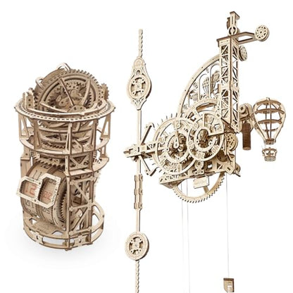 UGEARS Bundles Aero Clock Sky Watcher - 3D Wooden Puzzles Mechanical Clock Kit Idea DeskWood Clock Kits to Build - 3D Puzzles Model Kits for Adults