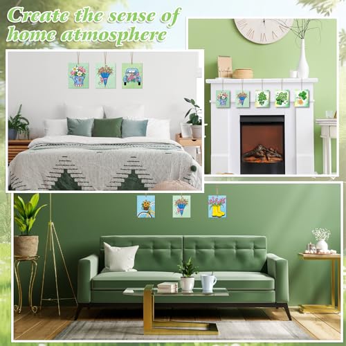 COCHIE 10 Pieces Large Spring Unfinished Wood Crafts to Paint for Adults, Bulk Predrilled Wooden Ornaments for Painting, Tulips Flowers Paintable Wood Slices Craft Supplies with Ropes - color: Spring