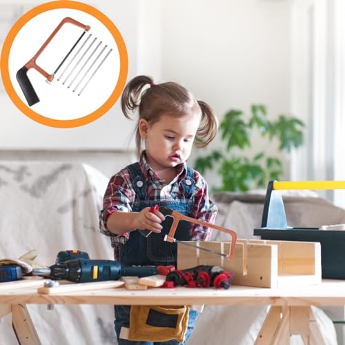 Angoily Mini Hacksaw for Kids Children Handsaw with Non-Slip Handle and 5 Replaceable Blades Compact Manual Saw for Woodworking Garden Pruning Tree Trimming Diy Crafts Furniture Repair