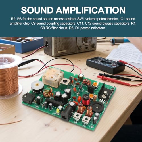 Radio Medium Wave Transmitter DIY Kit 530‑1600KHZ, AM Transmitter Adjustable Frequency with Sound Amplification, School Experiment Educational Electronics Kit