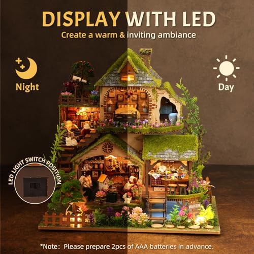 DIY Miniature House Kit with LED Lights, Forest Adventure Wooden Mini House Building Kit for Adults & Teens, Creative Crafts for Women, Friends & Hobbyists - style: Forest Adventure