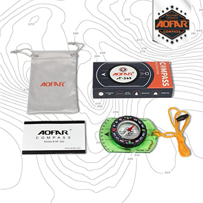 AOFAR Orienteering Compass AF-362 for Hiking and Navigation, Professional Field Compass for Map Reading and Survival, Lightweight
