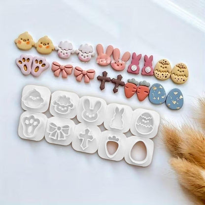 10Pcs Farm Easter Polymer Clay Cutters, - color: Easter
