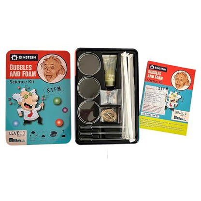 Einstein’s Bubbles and Foam LAB Science Kit for Kids. STEM for Boys & Girls Detailed Picture Guide Included. - color: Azul and Red