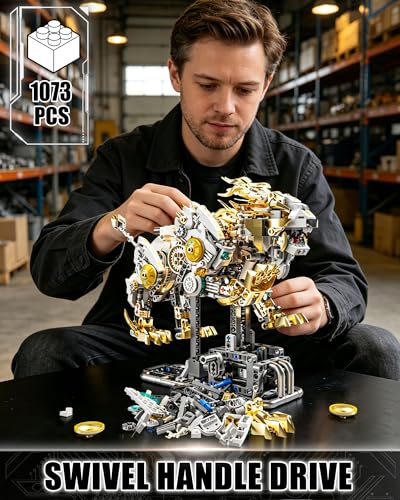 Mechanical Lion Building Set with Light for Adults, Compatible with Lego Lion, 1073PCS Animals Toy with Movable Joints & Display Stand for Home/Office Decor, STEM Collection Toy Gifts for Boys 8-14 - style: Mechanical Lion