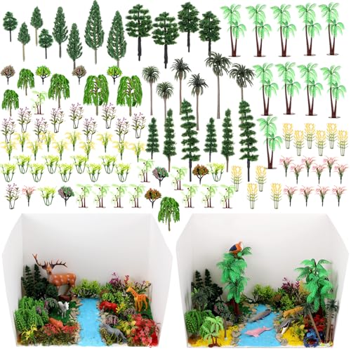 Sureio 120 Pcs Model Trees Diorama Kit Supplies with 2 Display Boxes - style: Classic