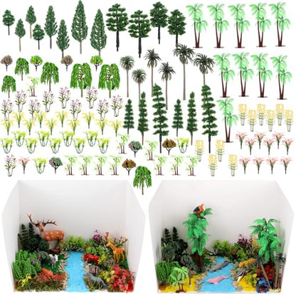 Sureio 120 Pcs Model Trees Diorama Kit Supplies with 2 Display Boxes - style: Classic