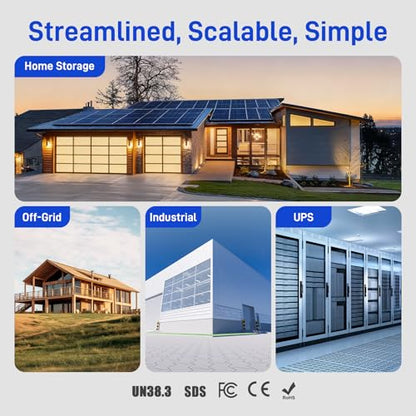 WattCycle 48V 100Ah Server Rack Battery & 6500W Hybrid Solar Inverter Kit - size: 48V 6k5W Inverter & Server Rack Battery