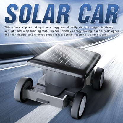 Solar Car Solar Energy Toys for Ages 2-4 5-7 8-10 Cool Solar Powered Tiny Mini Cars Educational Science Kits for Kids (Black)