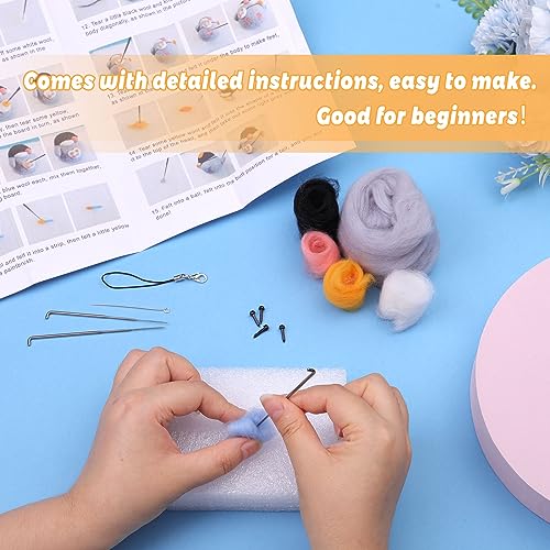 SOCNITC 3 Pcs Animal Needle Felting Starter Kit with Needle Felting Tools - color: White+Light Yellow+Gray