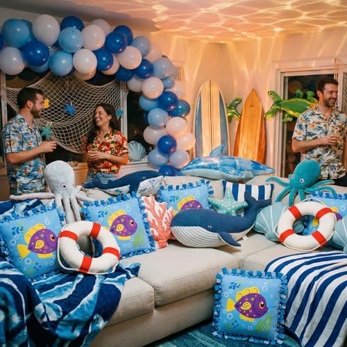 Chunful 6 Sets Under the Sea Tied Pillow Craft Kit DIY Underwater Animals Pillow Craft Gifts with Fish Seaweed for Summer Ocean Theme Home Decor VBS Favors - style: Under the Sea