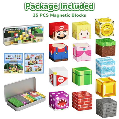 Magnetic Adventure Travel STEM：35PCS Mini Blocks Kit for Ages 3-5 - size: 35PCS