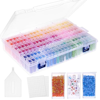 SGHUO Diamond Painting Storage Container 120 Slots Bead Organizer Box Tools - style: 120
