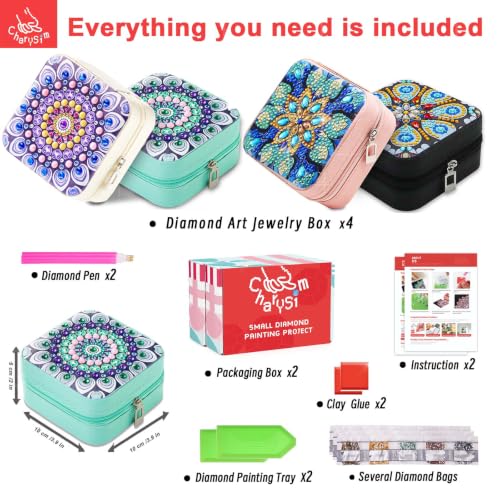 Diamond Art Jewelry Boxes for Adults Bedazzling Kit Craft Women 4 PC - color: Multicolor