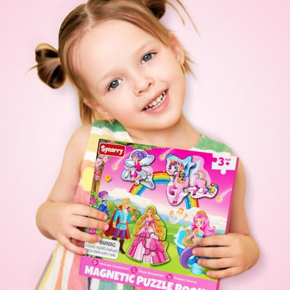 SYNARRY Magnetic Unicorn Mermaid Princess Puzzles for Kids 3-5, Travel Toys