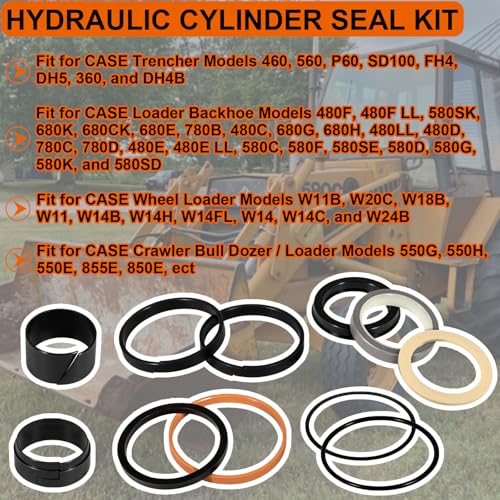 G109452 G105548 1543252C1 Hydraulic Cylinder Seal Kit Fit for Case 350 350B 450 450B 480 480C 480E 580C 580D 580E 550G Loader Bucket Tilt/Bucket Ripper Dipper(Rod: 1.50", Bore: 3”)