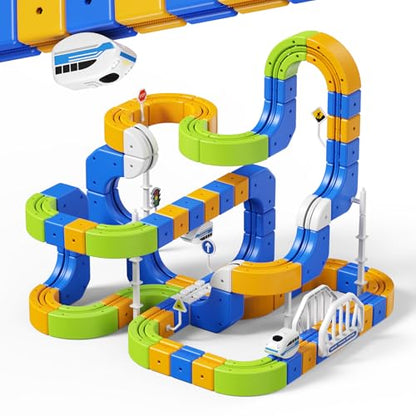 Electric Train Set for Kids 5-8, 225 Pcs 3D Track & 2 Trains - size: 225PCS(80 Tracks +2Trains)