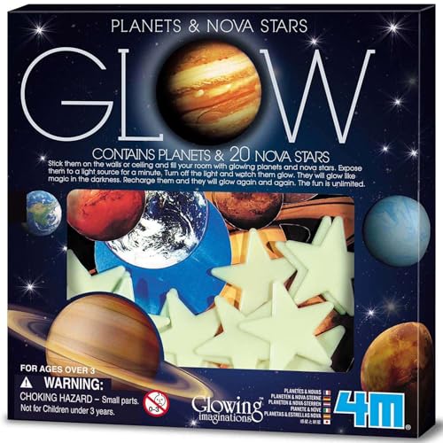 4M Glow Planets & Nova Stars - 20 Glow-in-The-Dark Ceiling & Wall Stick-Ons - size: 20pcs, style: Dark Planets and Nova