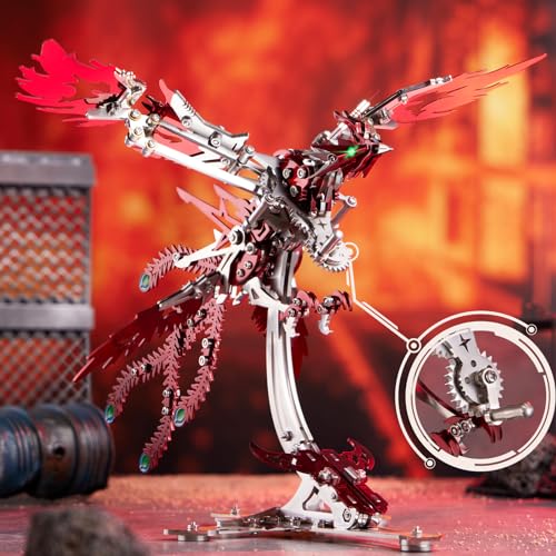 OreilleStar 3D Metal Ornithopter Puzzles for Adults Model Kits DIY Assembly Mechanical Phoenix Stainless Steel Animal Bird Toy Building Block Birthday Gifts for Men Women (Red Phoenix) - style: Red Phoenix