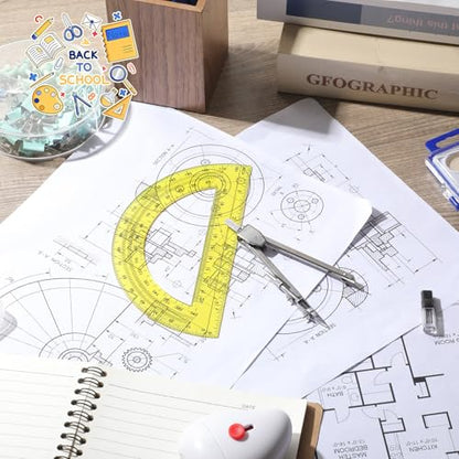 EBOOT Drawing Compass and 6 in Protractor Geometry Set, Yellow - color: Yellow