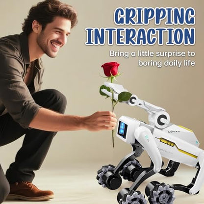 3 in 1 Robot Dog with Wheels Kit, 30+ Bionic Actions, Voice & Remote Control, Programmable Moves, Rechargeable Battery, All-Terrain Stunt Pet Toy for Kids(Removable Claw & Cannon) - style: 3 IN 1 Robot Dog with Wheels