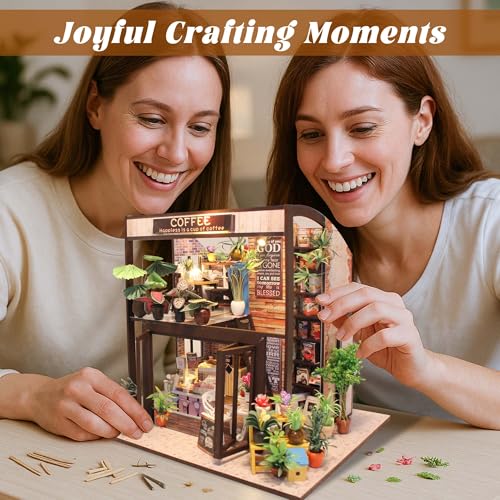 Flever Dollhouse Miniature DIY House Kit Creative Room with Furniture for Romantic Valentine's Gift(Time of Coffee) - color: Time of Coffee
