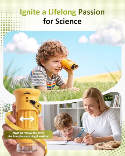1000X Handheld Digital Microscope for Kids: Pocket Microscope for Stem Toy - color: Yellow