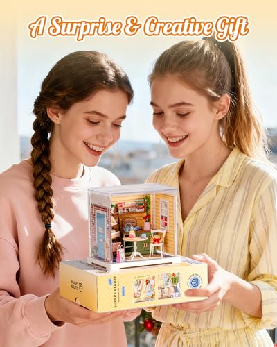 Rolife Super Creator Mini Series, DIY Plastic Miniature Kits Retail Store Series, Mini Model House Building Set for Teens Aged 14+, DIY Crafts/Hobbies for Adults (Sunshine Sip Porch) - style: Sunshine Sip Porch