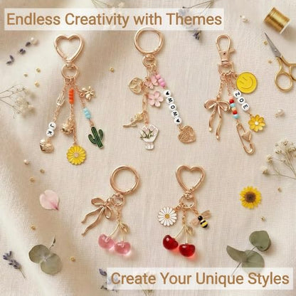NewOasis 768Pcs Keychain Making Kit,DIY Bag Charm Kit,Huge Variety - color: Gold-768pcs kit