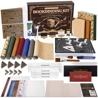 FOGWOWO 208 Pcs Book Binding Kits,Book Making Kit with Video Tutorials - color: Bookbinding Kit-B