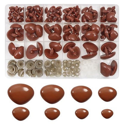 TOAOB 114pcs Brown Safety Noses for Amigurumis Plastic Animals Safety Noses - color: Brown