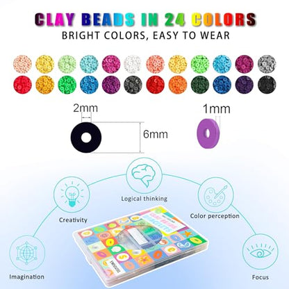 YMSDZHL 6000+PCS 24 Color Polymer Clay Beads Friendship Bracelet Making Kit - size: 6000+PCS