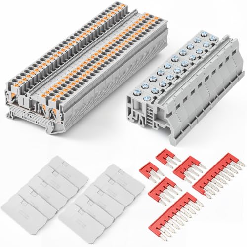 Din Rail Terminal Block,ZPT2.5-Twin,Push-in,Gray,56 Pcs - color: Gray, size: ZPT2.5-TWIN,Push-in