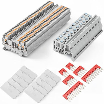 Din Rail Terminal Block,ZPT2.5-Twin,Push-in,Gray,56 Pcs - color: Gray, size: ZPT2.5-TWIN,Push-in