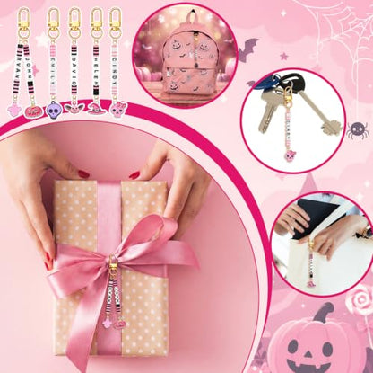Tondiamo 2823 Pcs Pink Halloween Bead Keychain DIY Craft Making Kit - style: Pink Halloween