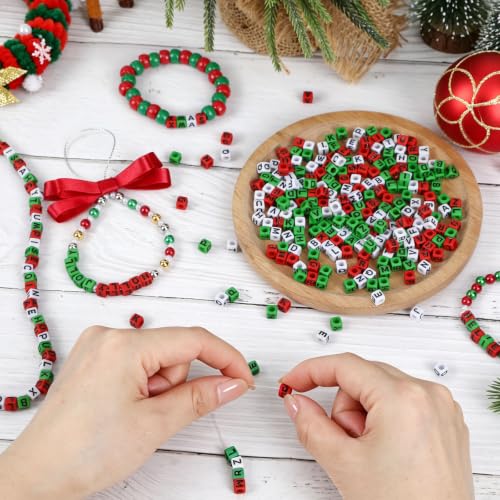 Augshy 1400 Pcs Christmas Letter Beads for Jewelry Making, Alphabet Bead - color: Red Green White