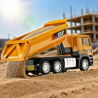 Dump Truck Toys for Boys 3-5 Year Old,Dump Truck Toy Metal Diecast Cab,Pull Back Toy Dump Trucks Construction Vehicles with Lights and Sounds,Construction Trucks for Kids 3 Year and UP - color: Dump Truck
