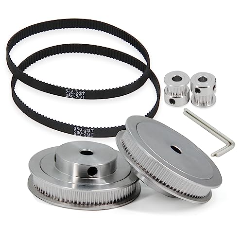 2PCS Set GT2 Synchronous Wheel 20&80 Teeth 6mm Bore Aluminum Timing Pulleys with 2PCS Length 250mm Width 6mm Belt (20-80T-6B-6) - style: 20-80T-6B-6