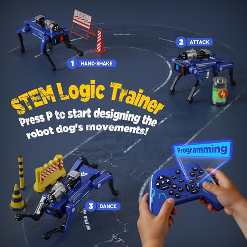 Robot Dog - Interactive STEM Toys with Voice & Remote Control, 30+ Lifelike Actions, Programmable Play, 25m Range, Durable & Safe - Best Gift for Kids Age 6+ - color: Blu